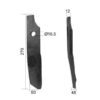 Kniv Snoet Højre. Bredde: 50mm, Højde: 270mm, Hul Ø: 16.5mm. Passer til Kuhn