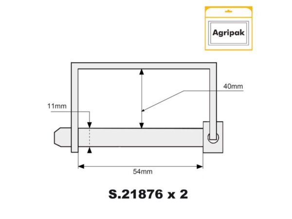 Låsesplit, Stift Ø11mm x 54mm (2 stk. Agripak)