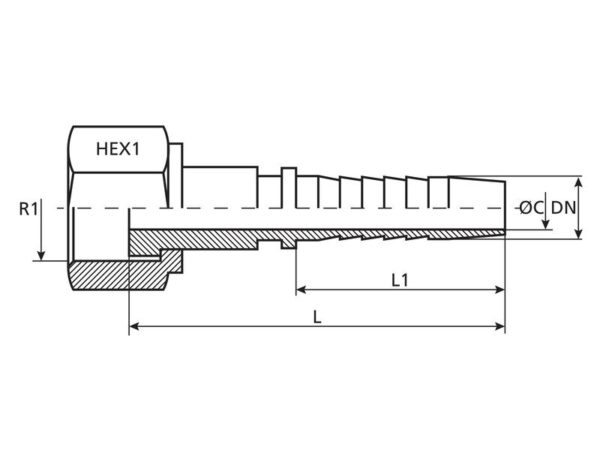 Dicsa ORFS Indstik 5/16'' x 11/16'' Hun Lige Omløber