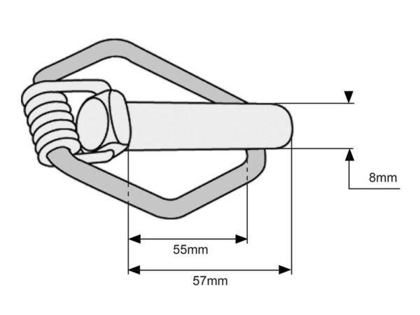 Ringsplit (pæreformet)(m/fjeder), Stift Ø8mm x 57mm