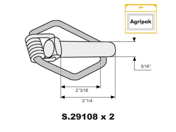 Ringsplit (pæreformet)(m/fjeder), Stift Ø8mm x 57mm