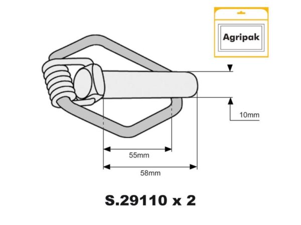 Ringsplit (pæreformet)(m/fjeder), Stift Ø10mm x 58mm