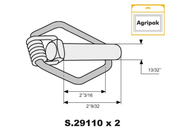 Ringsplit (pæreformet)(m/fjeder), Stift Ø10mm x 58mm