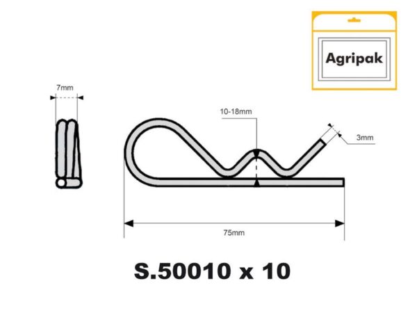 Hårnålesplit , Klip Ø3mm x 75mm (Agripak 10 stk.)