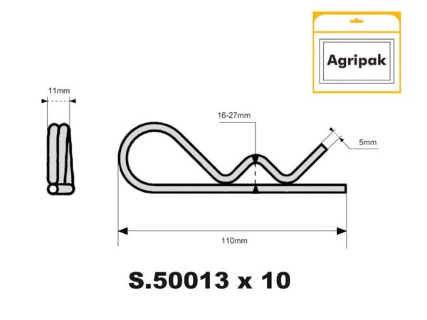 Hårnålesplit , Klip Ø5mm x 110mm (Agripak 10 stk.)