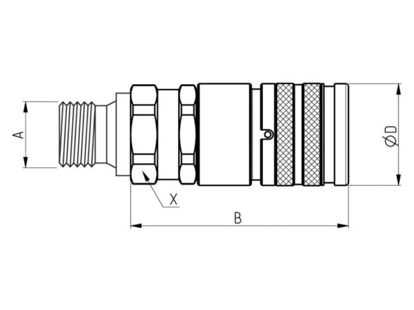 Lynkobling FF 3/8''xM18 x 1.50-12L (Hun/Han)(Stauff)