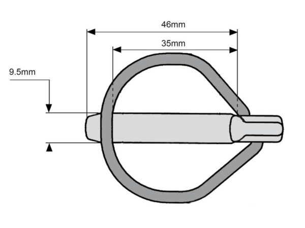 Ringsplit (pæreformet)(m/sikkerhedslukning), Stift Ø9.5mm x 46mm