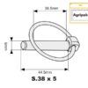 Ringsplit (rund), Stift Ø8mm x 44.5mm (5 stk. Agripak)