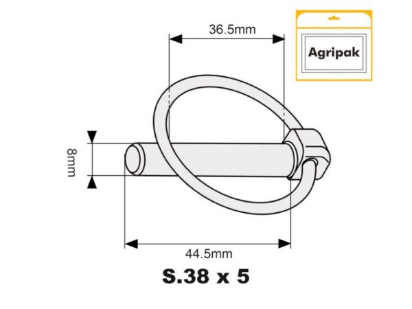 Ringsplit (rund), Stift Ø8mm x 44.5mm (5 stk. Agripak)
