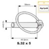 Ringsplit (rund), Stift Ø10.5mm x 44.5mm (5 stk. Agripak)