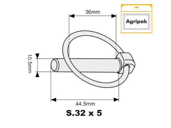 Ringsplit (rund), Stift Ø10.5mm x 44.5mm (5 stk. Agripak)