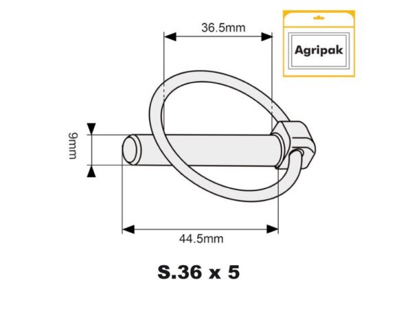 Ringsplit (rund), Stift Ø9mm x 44.5mm (5 stk. Agripak)