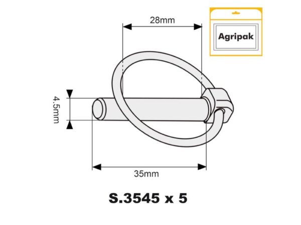 Ringsplit (rund), Stift Ø4.5mm x 35mm (5 stk. Agripak)