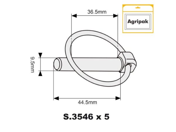 Ringsplit (rund), Stift Ø9.5mm x 44.5mm (5 stk. Agripak)