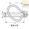 Ringsplit (pæreformet), Stift Ø6mm x 44.5mm (5 stk. Agripak)