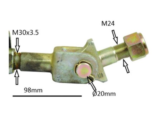 Stabilisator - Kugle Ø19mm - Gevind Ø24mm - Min. længde:385mm - M30 x 3.50
