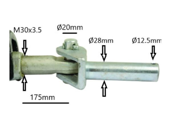 Stabilisator - Kugle Ø19mm - Bolt Ø28mm - Min. længde:430mm - M30 x 3.50