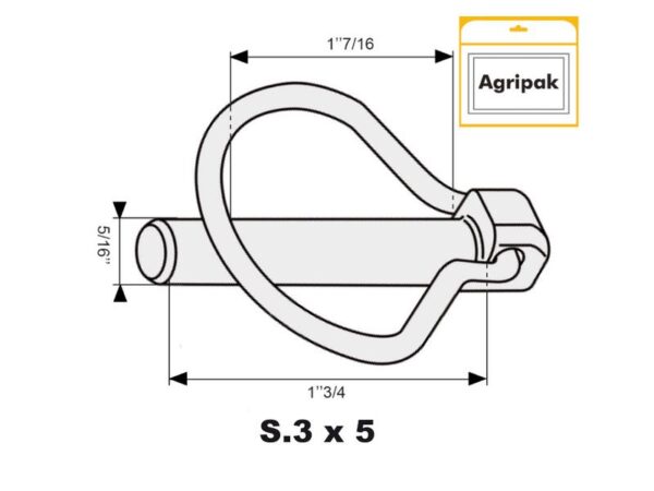 Ringsplit (pæreformet), Stift Ø8mm x 44.5mm (5 stk. Agripak)