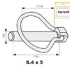Ringsplit (pæreformet), Stift Ø9mm x 44.5mm (5 stk. Agripak)