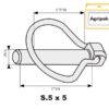 Ringsplit (pæreformet), Stift Ø10.5mm x 44.5mm (5 stk. Agripak)