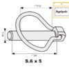 Ringsplit (pæreformet), Stift Ø11mm x 44.5mm (5 stk. Agripak)
