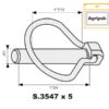 Ringsplit (pæreformet), Stift Ø9.5mm x 44.5mm (5 stk. Agripak)