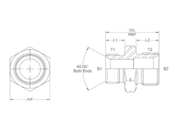 Hydraulikadapter M16 x 1.50 Millimeter Han x M20 x 1.50 Millimeter Han