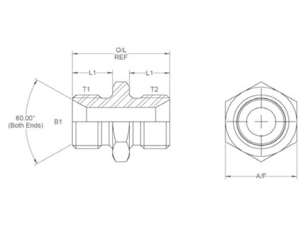 Hydraulikadapter 1'' BSP Han x 1'' BSP Han