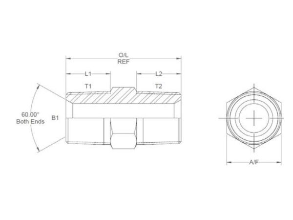 Hydraulikadapter 1/2'' NPTF Han x 1/2'' NPTF Han