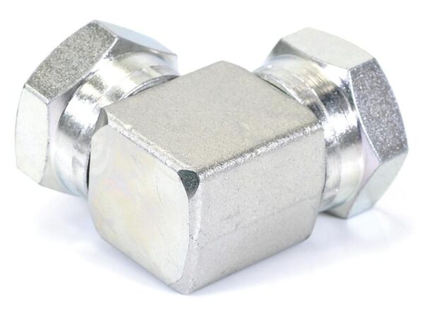 Hydraulikadapter 3/4'' BSP Drejelig hun x 3/4'' BSP Drejelig hun 90° Kompakt udstødningsbøjning