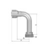 Parker ORFS Preskobling 1/2'' x 13/16'' - 16TPI Hun 90° Omløber (ekstra lang)
