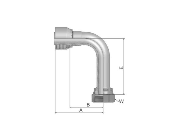 Parker ORFS Preskobling 1/2'' x 13/16'' - 16TPI Hun 90° Omløber (ekstra lang)
