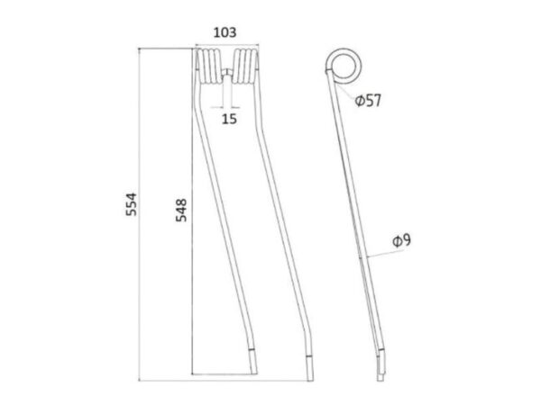 Rivefjeder - - - Længde:554mm, Bredde:103mm, Ø9mm - Passer til Fella Passer til: 491774