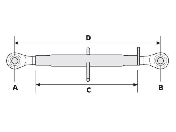 Topstang HD (mekanisk) (Kat.2/2 (Ø25/25mm)) Kugle og Kugle, 1-1/4, Min. længde: 530mm.