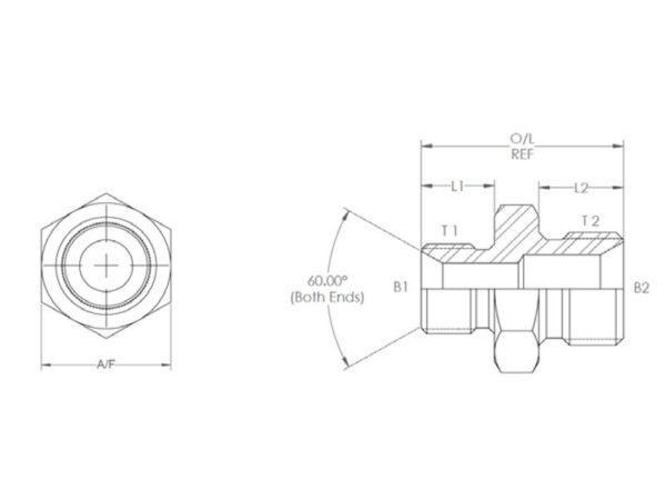 Hydraulikadapter 1/2'' BSP Han x 3/4'' BSP Han