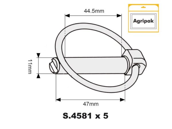 Ringsplit (rund), Stift Ø11mm x 47mm (5 stk. Agripak)