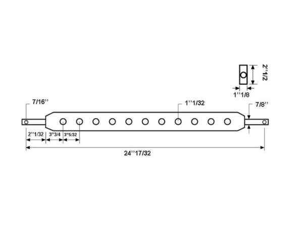 Trækbom (Kat. 1 (Ø22mm)) Antal huller: 5, 623mm