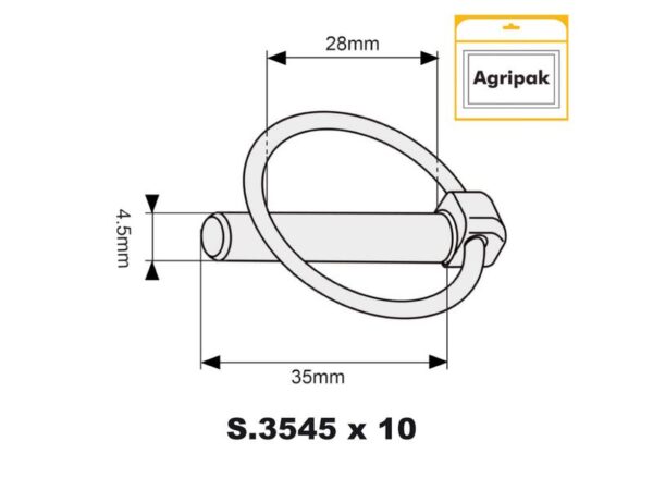 Ringsplit (rund), Stift Ø4.5mm x 35mm (10 stk. Agripak)