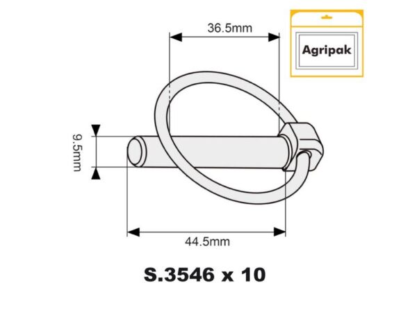 Ringsplit (rund), Stift Ø9.5mm x 44.5mm (10 stk. Agripak)