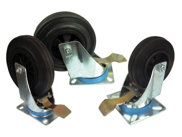 Braked Gummi Hjul - Kapacitet: 75kgs, Hjul Ø mm: 100mm