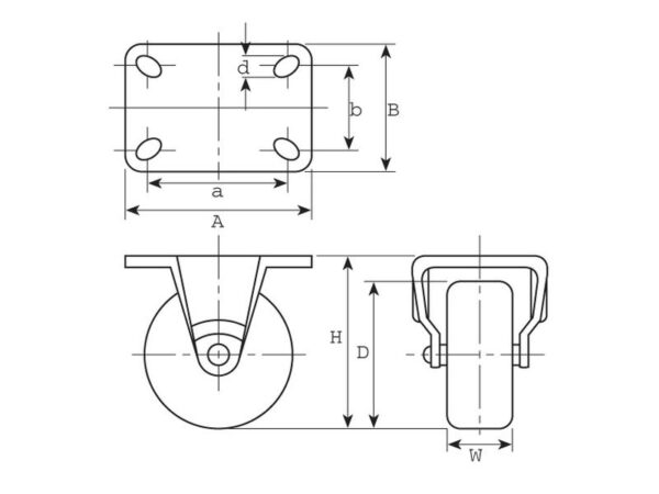 Fast Gummi Hjul - Kapacitet: 100kgs, Hjul Ø mm: 125mm