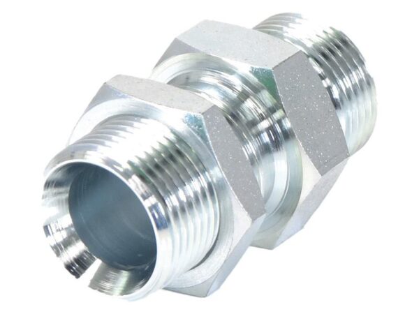 Hydraulikadapter 3/4'' BSP Han x 3/4'' BSP Schott med Kontramøtrik