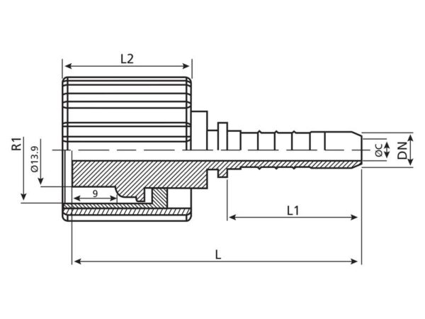 Dicsa Millimeter (Karcher) Indstik 1/4'' x M22 x 1.5 Hun Straight Swivel Cone Overlay
