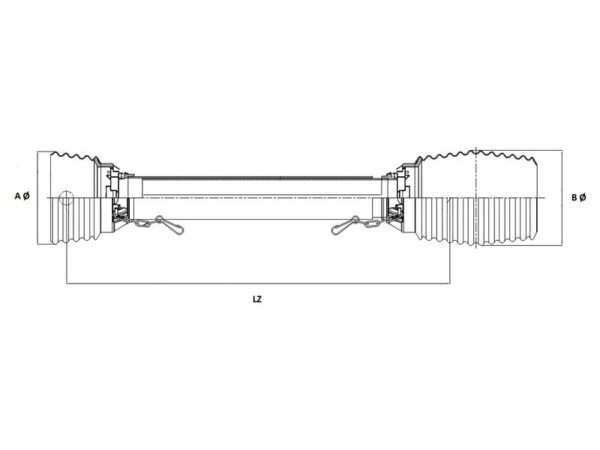 PTO Beskyttelsesrørssæt, (Lz) Længde: 1360mm, Størrelse: Medium beskyttelsesrør. (Leveres med 2 x 50mm Ringe)