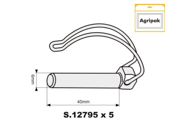 Ringsplit (rør), Stift Ø8mm x 38mm (5 stk. Agripak)
