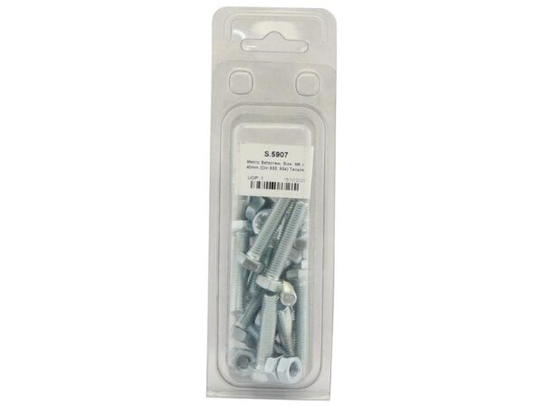 Bolt, M8x40mm (DIN 933, DIN 934) Trækstyrke: 8.8.