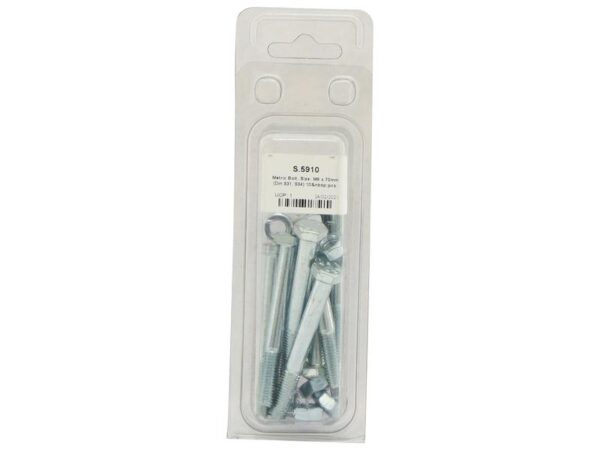 Bolt, Størrelse: M8x70mm (DIN 931, DIN 934) 10 stk. Agripak