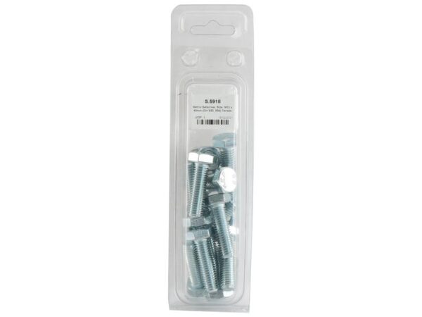 Bolt, M12x40mm (DIN 933, DIN 934) Trækstyrke: 8.8.