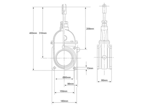 Skydeventil (flange/flange) 4''