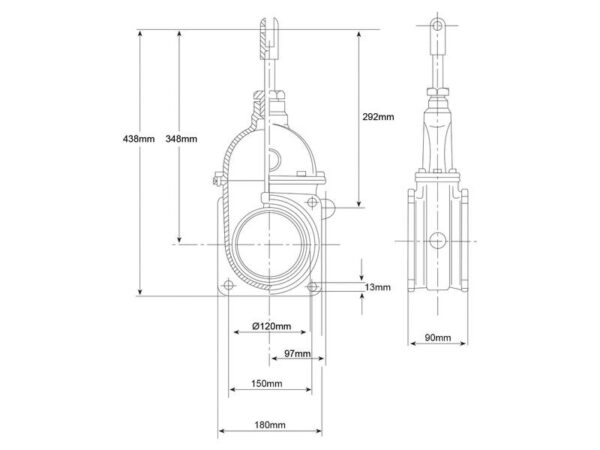 Skydeventil (flange/flange) 5''